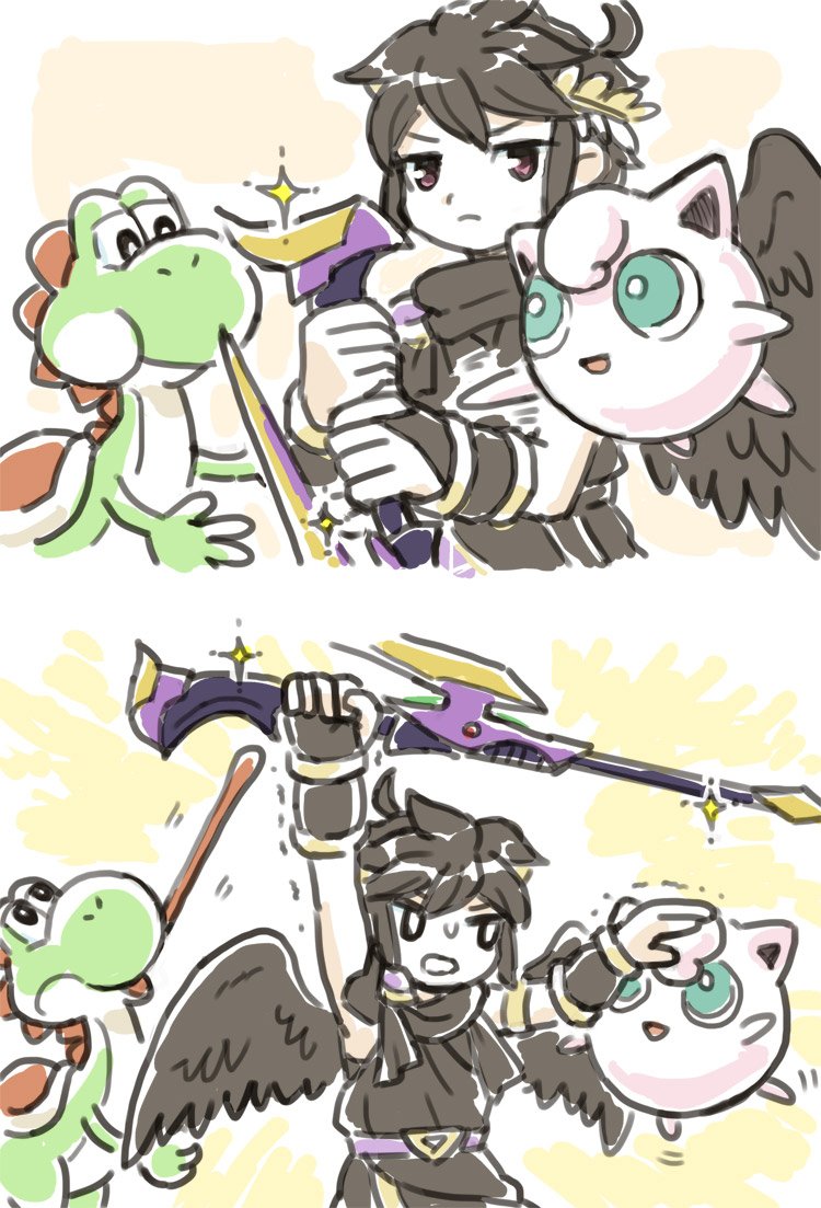jigglypuff, yoshi, and dark pit (pokemon and 4 more) drawn by nopepe