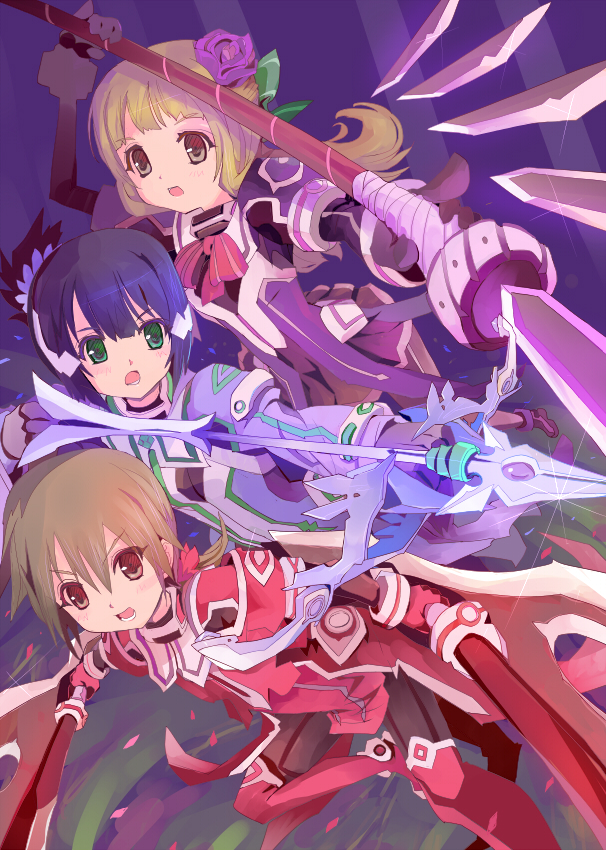 minowa gin, nogi sonoko, and washio sumi (yuusha de aru and 2 more) drawn by rudorufu
