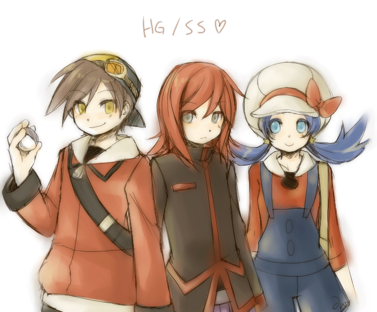 ethan, silver, and kris (pokemon and 1 more) drawn by ginkun