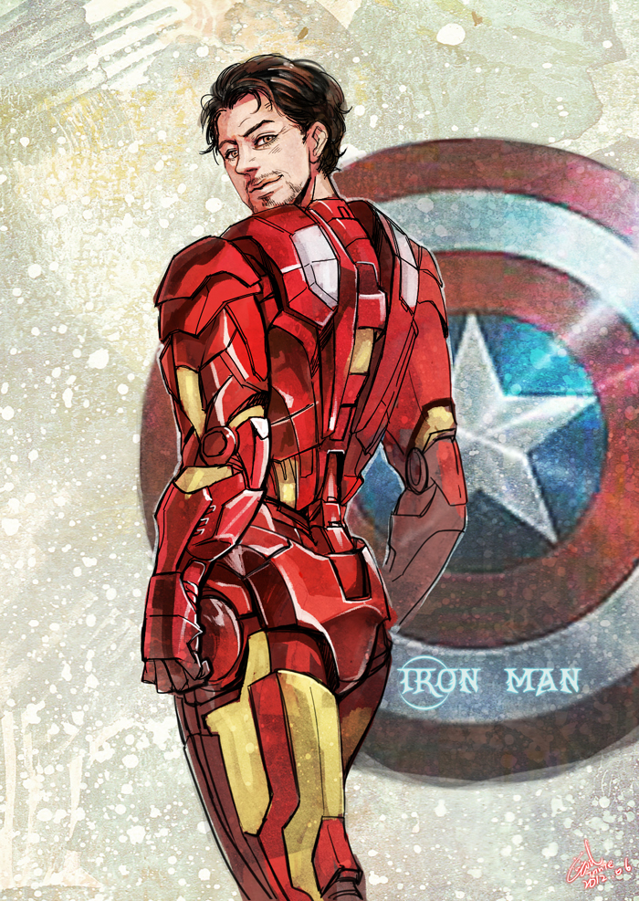 tony stark and iron man (marvel and 1 more) drawn by ewinnie
