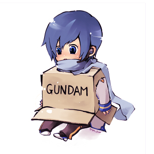 kaito and cardboard box gundam (vocaloid and 1 more) drawn by ichinashi