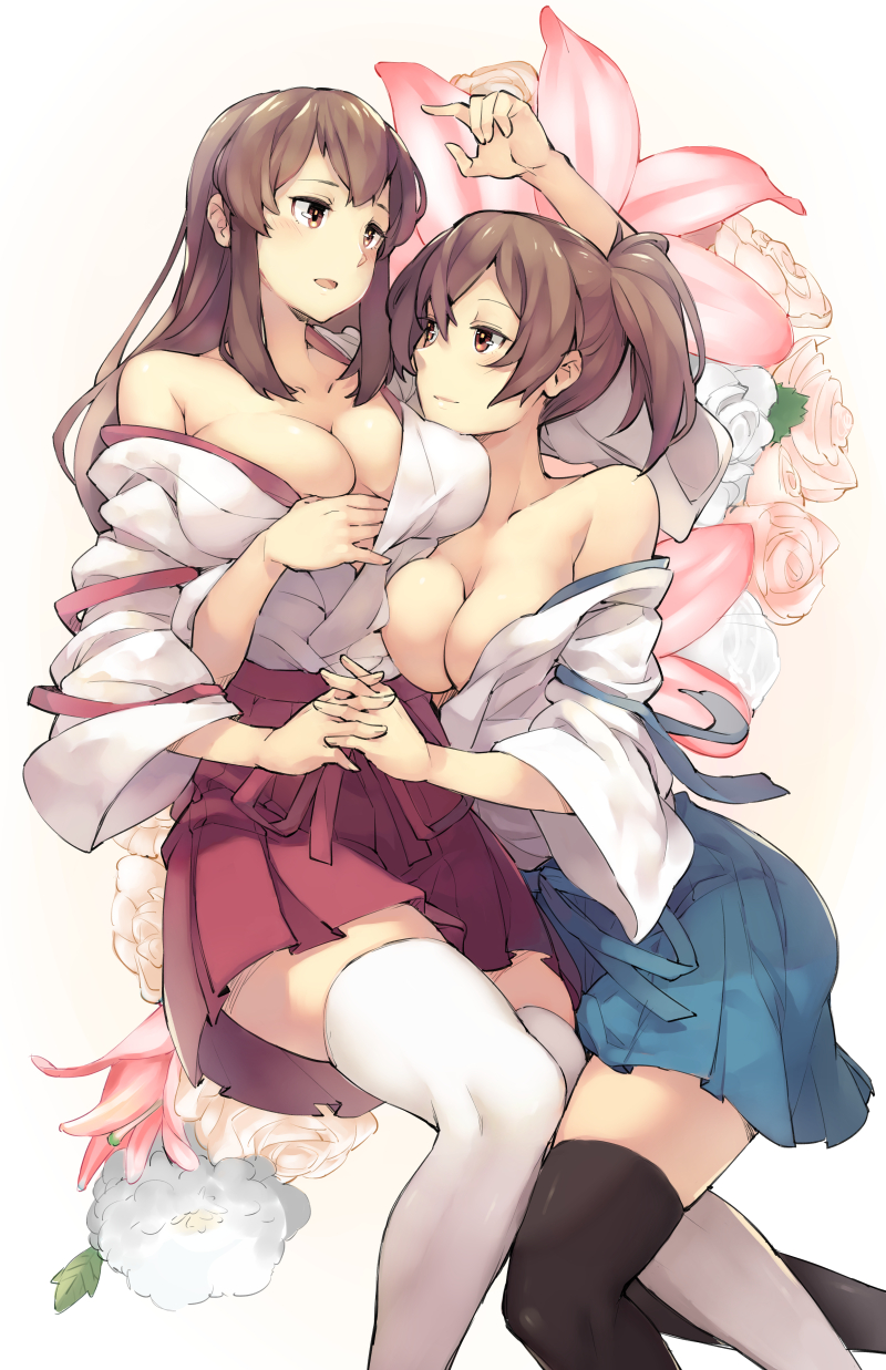 kaga and akagi (kantai collection) drawn by ge-b