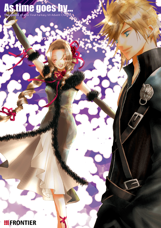 cloud strife and aerith gainsborough (final fantasy and 2 more) drawn by kiyose_nodoka