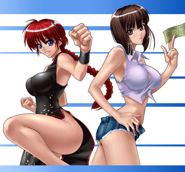 ranma-chan and tendou nabiki (ranma 1/2) drawn by kagami_hirotaka