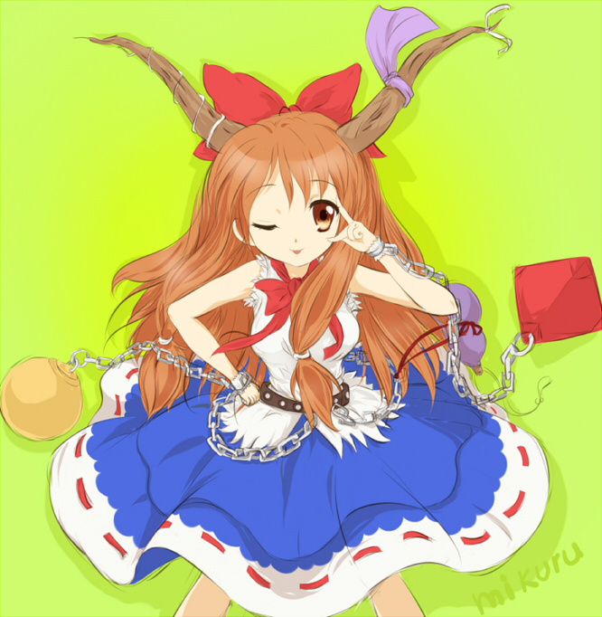ibuki suika and asahina mikuru (touhou and 1 more) drawn by rokujou_jun