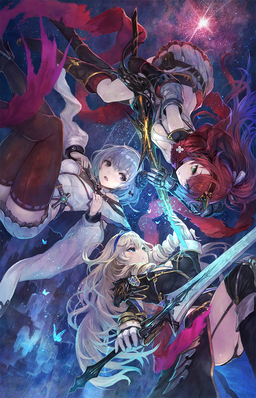 alushe anatolia, louenhide ariarhod, and liliana sailfin (yoru no nai kuni and 1 more) drawn by yoshiku_(oden-usagi)
