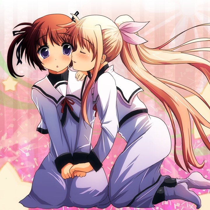 fate testarossa and takamachi nanoha (lyrical nanoha and 2 more) drawn by fukudori