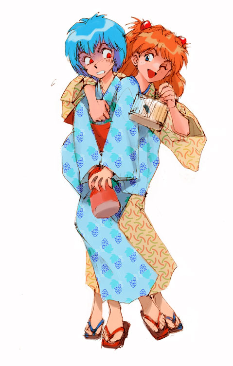souryuu asuka langley and ayanami rei (neon genesis evangelion) drawn by shibata_masahiro