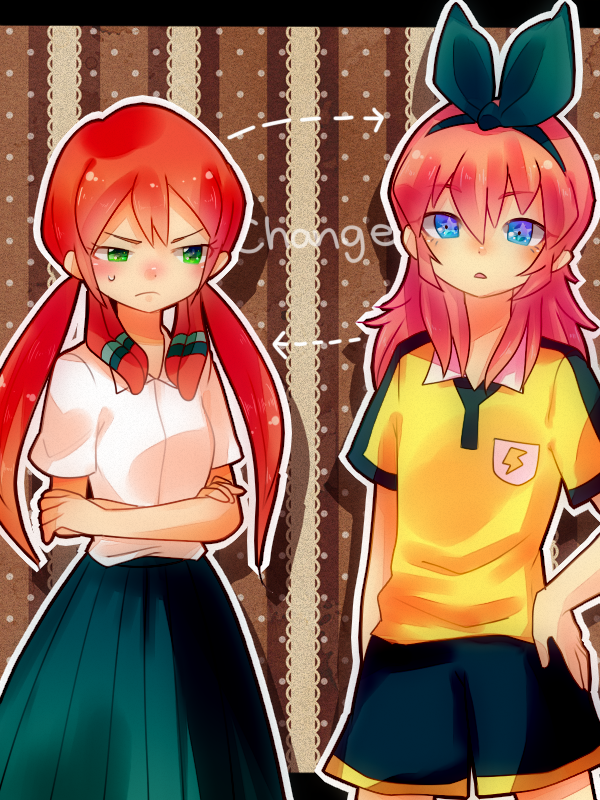 kirino ranmaru and seto midori (inazuma eleven and 1 more) drawn by kuroi_shiro_(kannzaki1997)