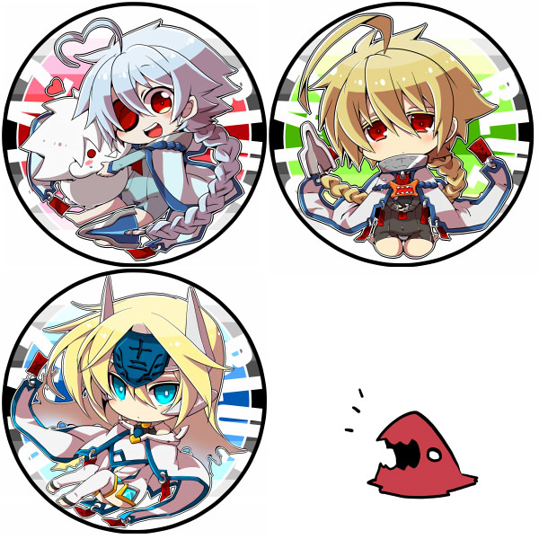 ragna the bloodedge, nu-13, lambda-11, mu-12, and dead spike (blazblue) drawn by kuro_yuzu