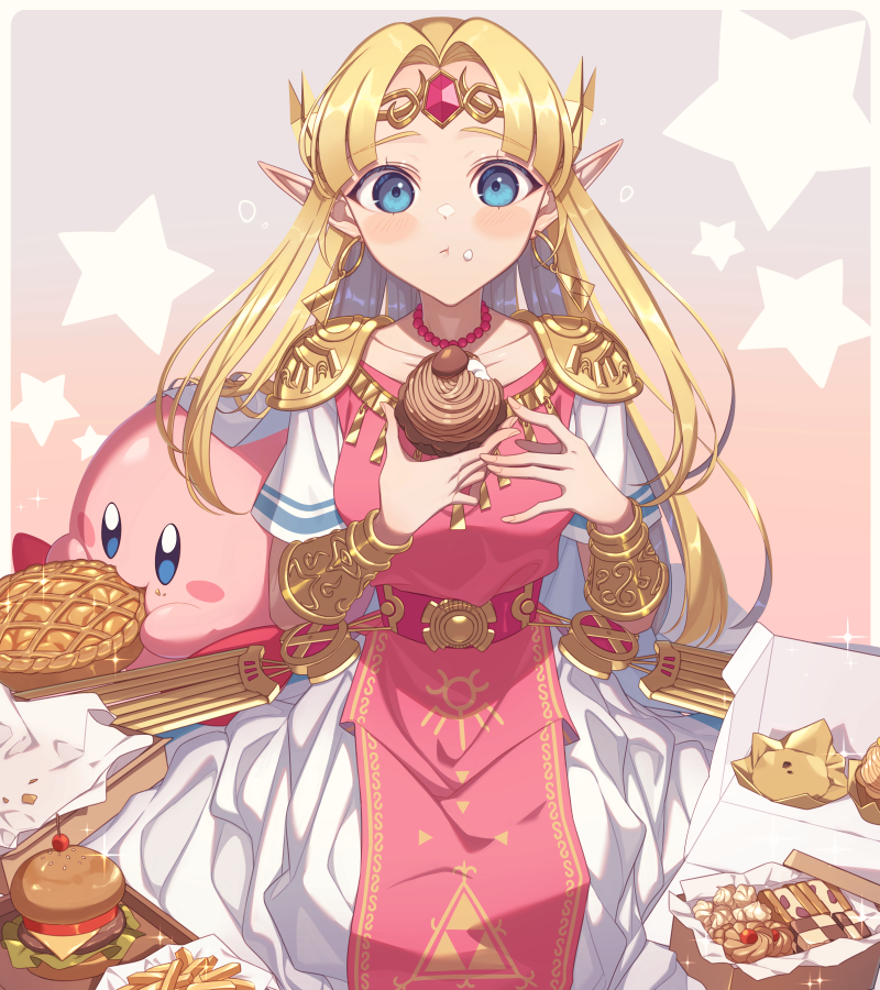 princess zelda and kirby (the legend of zelda and 3 more) drawn by miri_(cherryjelly)