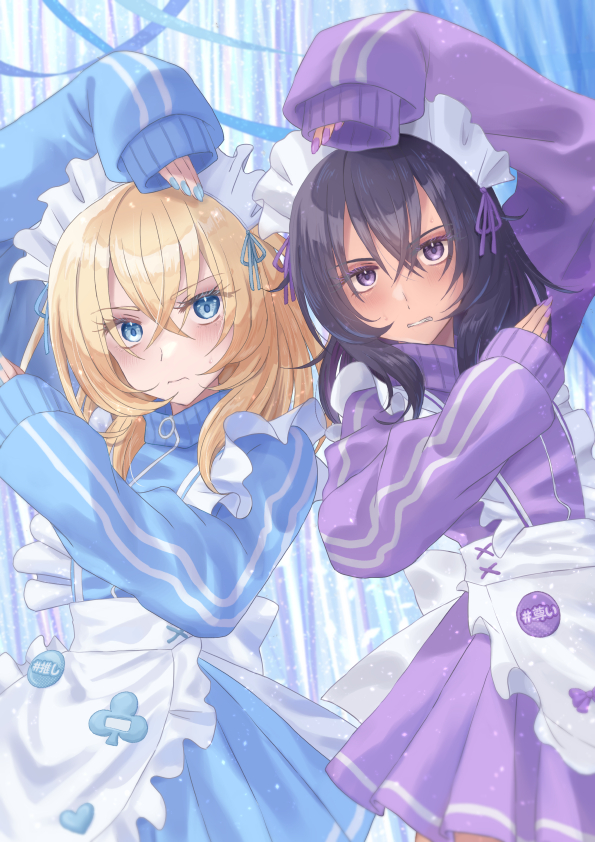 andou and oshida (girls und panzer) drawn by salt-apple