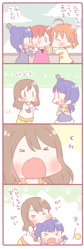 tsushima yoshiko, takami chika, kunikida hanamaru, and kurosawa ruby (love live! and 1 more) drawn by saku_usako_(rabbit)