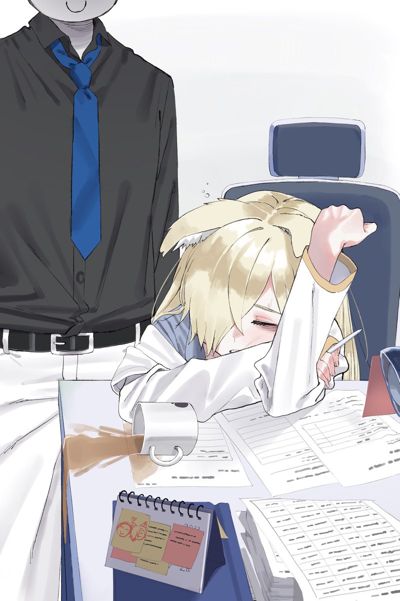 sensei, doodle sensei, and kanna (blue archive) drawn by lonklink