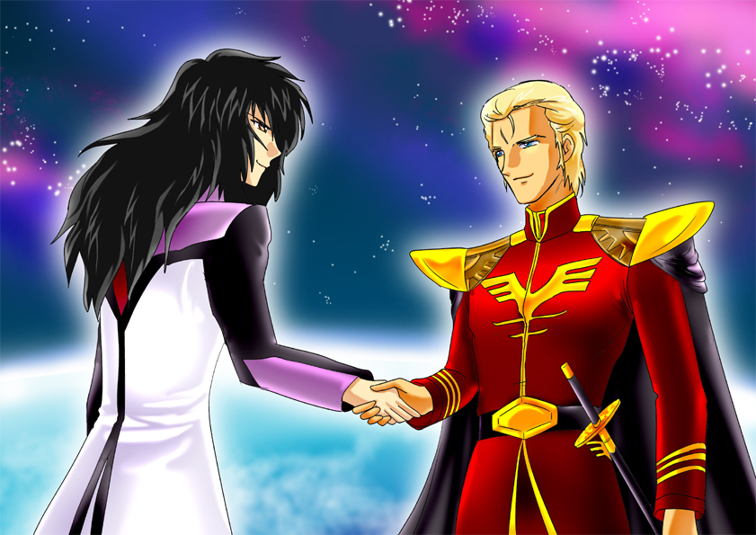 char aznable, gilbert durandal, and ikeda shuuichi (gundam and 3 more) drawn by psycha_(artist)