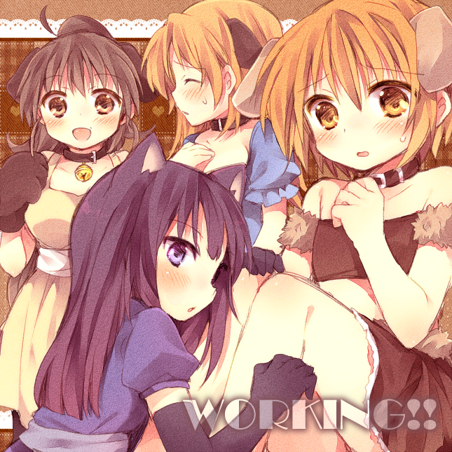 taneshima popura, inami mahiru, yamada aoi, and todoroki yachiyo (working!!) drawn by matsusaka_gyuu