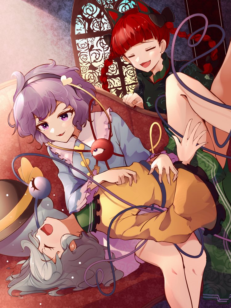 komeiji koishi, komeiji satori, and kaenbyou rin (touhou) drawn by 13-gou