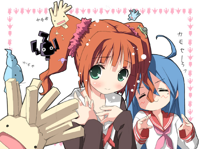 izumi konata and takatsuki yayoi (idolmaster and 3 more) drawn by kantoku