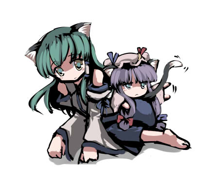 kochiya sanae and patchouli knowledge (touhou) drawn by gatau