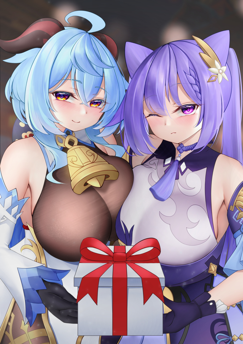 ganyu and keqing (genshin impact) drawn by mepurin_(scarlet59833)