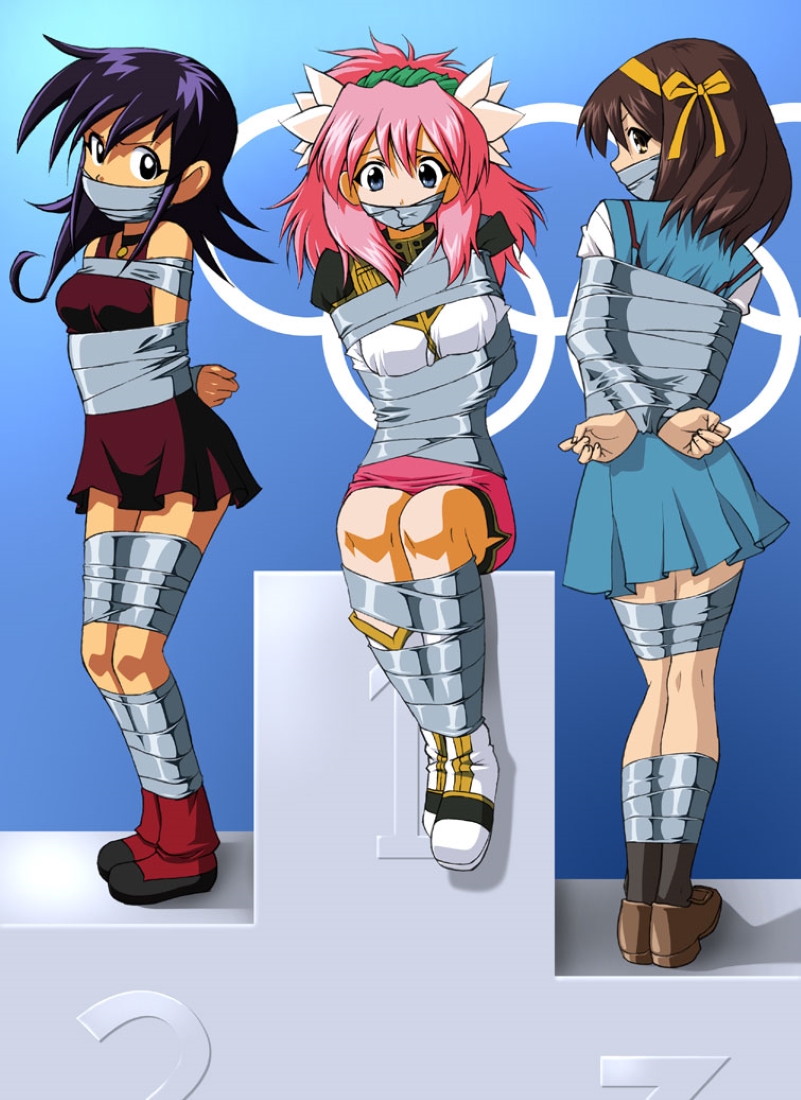 suzumiya haruhi, milfeulle sakuraba, and tasogare mimi (suzumiya haruhi no yuuutsu and 2 more) drawn by daikinbakuju