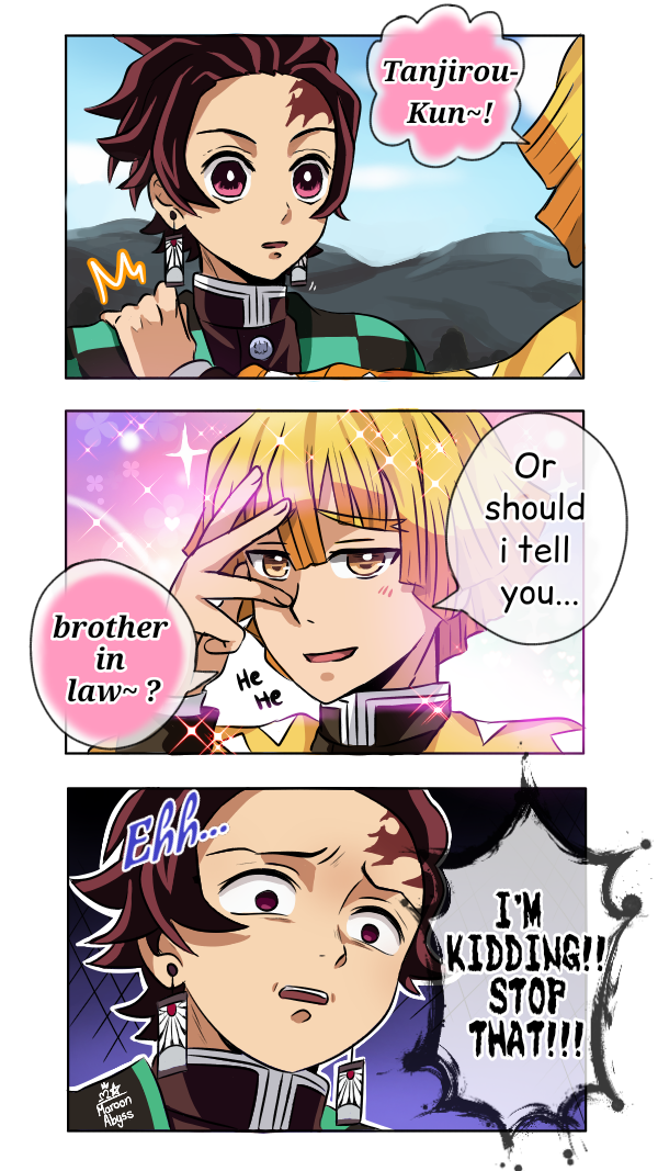 kamado tanjirou and agatsuma zenitsu (kimetsu no yaiba) drawn by maroonabyss
