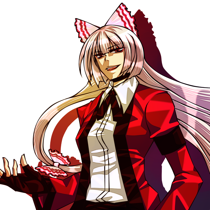 fujiwara no mokou and rugal bernstein (touhou and 2 more) drawn by tobi_(discharge_cycle)
