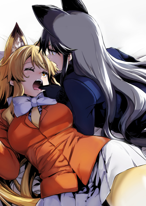 silver fox and ezo red fox (kemono friends) drawn by lefthand