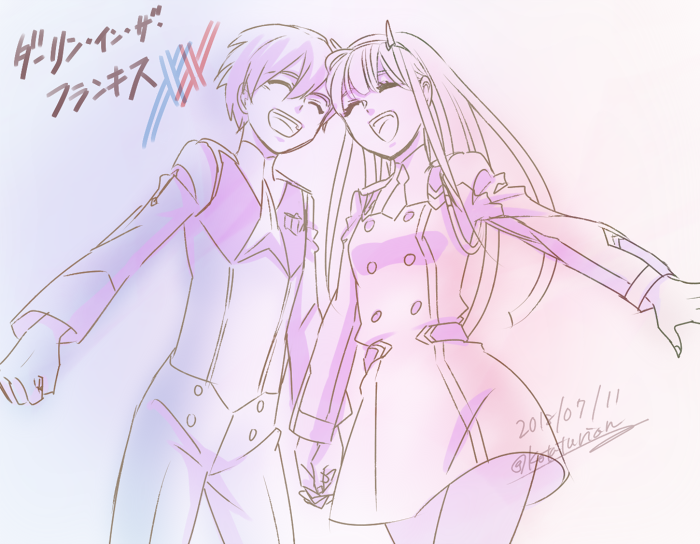 zero two and hiro (darling in the franxx) drawn by torakota