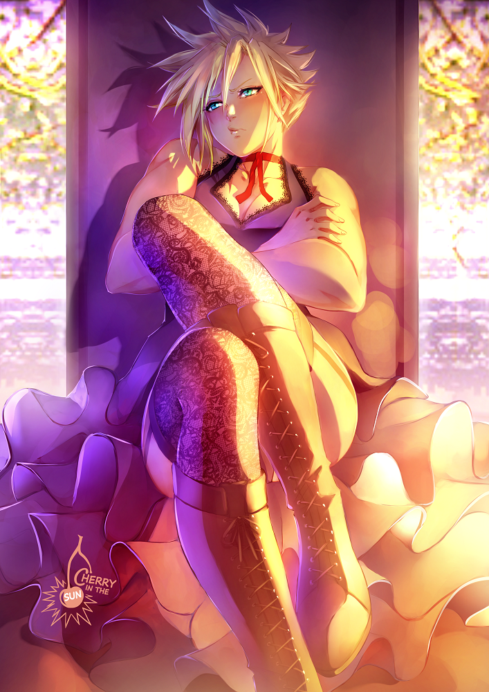 cloud strife (final fantasy and 1 more) drawn by cherry_in_the_sun