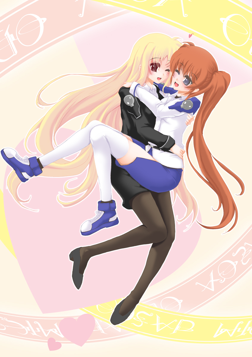fate testarossa and takamachi nanoha (lyrical nanoha and 1 more) drawn by frapowa
