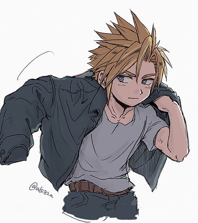 cloud strife (final fantasy and 1 more) drawn by als8za