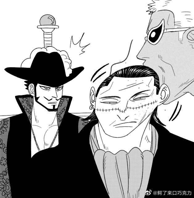 donquixote doflamingo, crocodile, and dracule mihawk (one piece) drawn by mg_cls