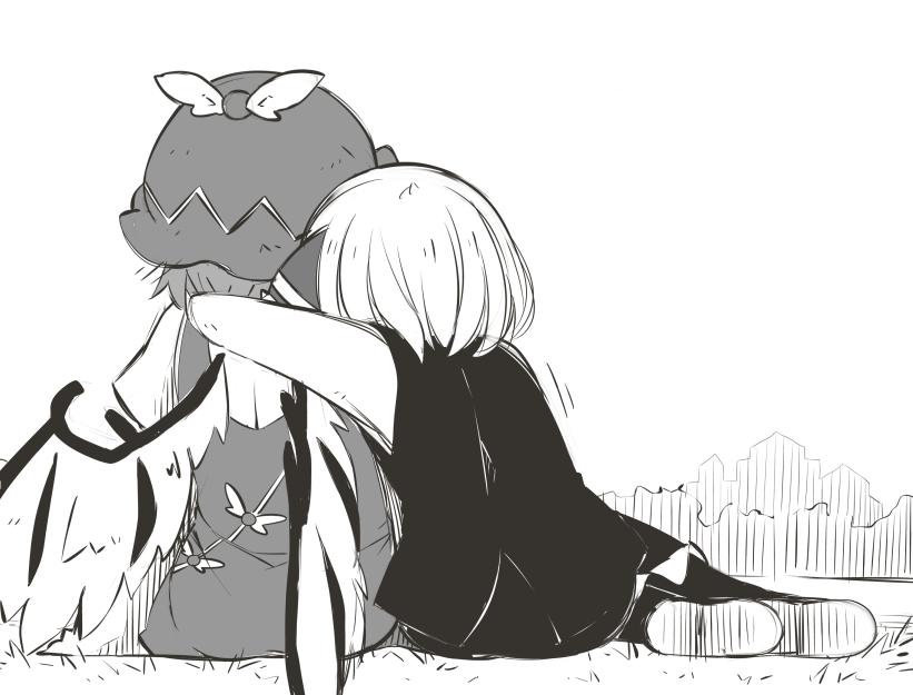 rumia and mystia lorelei (touhou) drawn by jagabutter