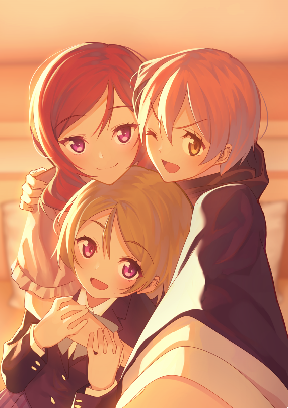 nishikino maki, hoshizora rin, and koizumi hanayo (love live! and 1 more) drawn by nagareboshi
