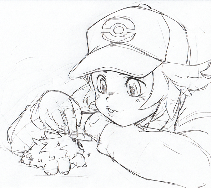 hilbert and joltik (pokemon and 1 more) drawn by hijirino_yuuta