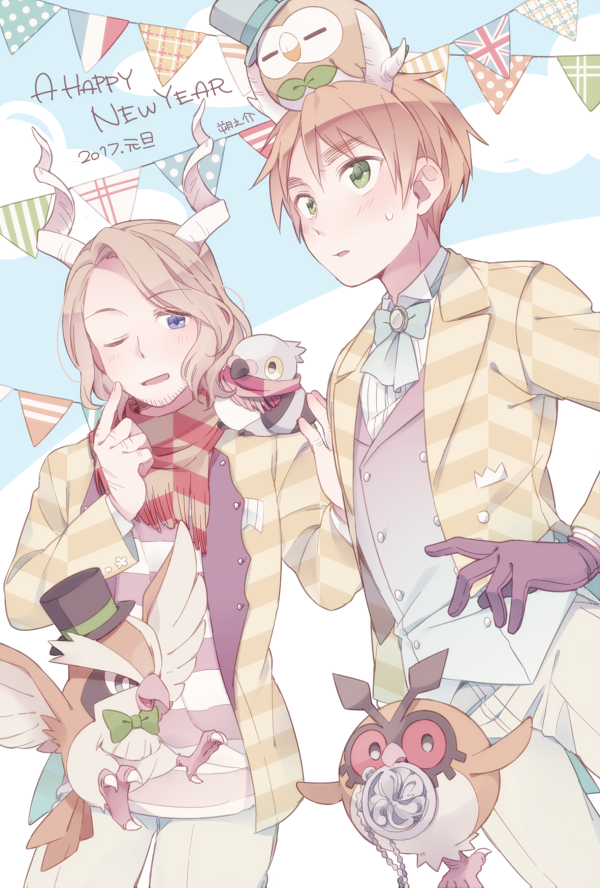 united kingdom and france (axis powers hetalia) drawn by saku_anna