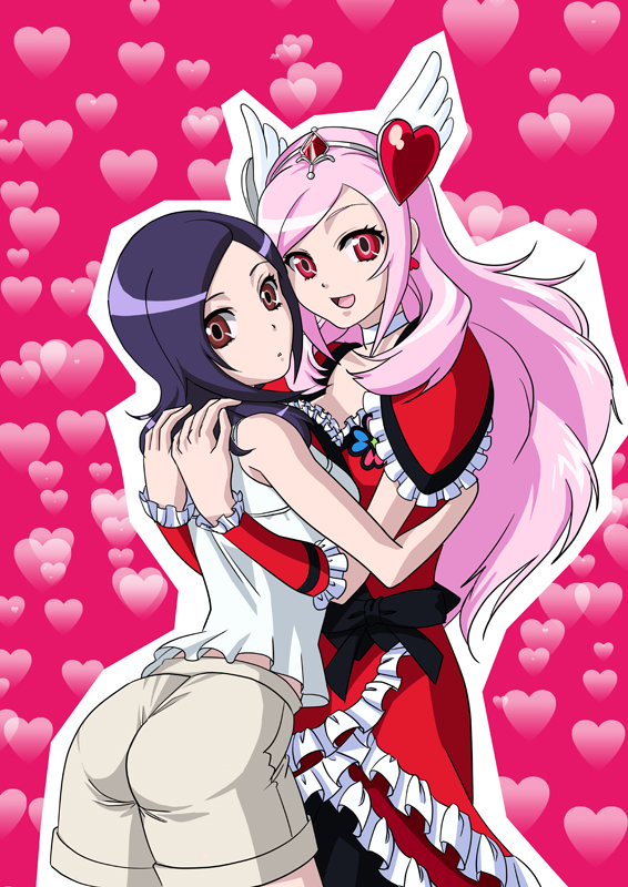 higashi setsuna and cure passion (precure and 1 more) drawn by akagi_gishou