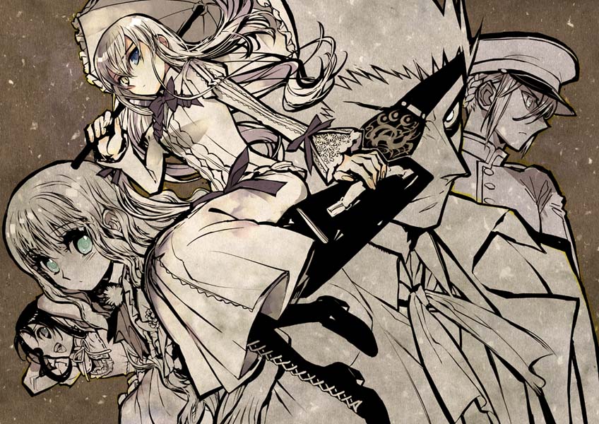 mary clarissa christie, m, charlotte bronte, angelica derleth, and sebastian moran (steampunk and 1 more) drawn by akira_(kaned_fools)