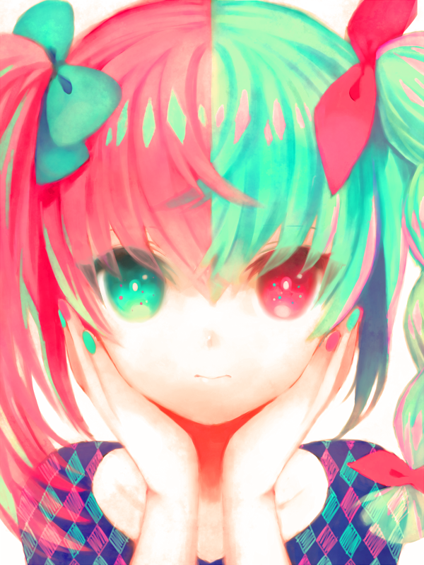 Anime girl with pink hair and green eyes