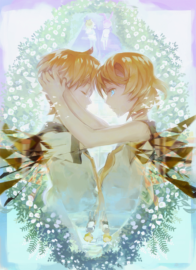 kagamine rin and kagamine len (vocaloid) drawn by kazune_(baumkuchen)