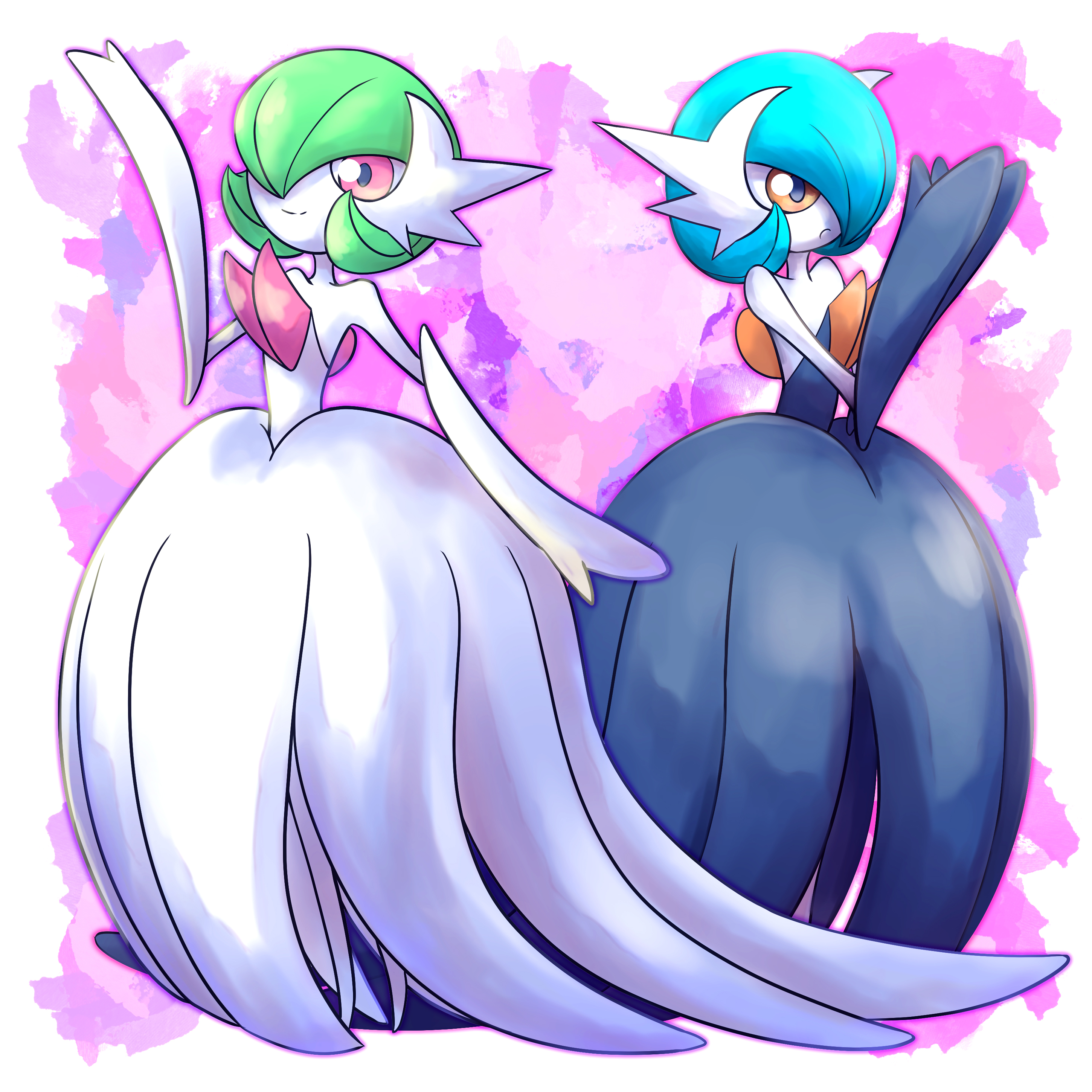 gardevoir and mega gardevoir (pokemon) drawn by 4shiki