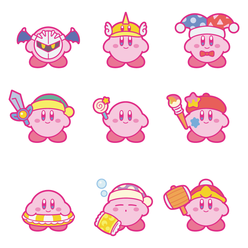kirby, meta knight, king dedede, marx, sword kirby, and 3 more (kirby and 1 more)