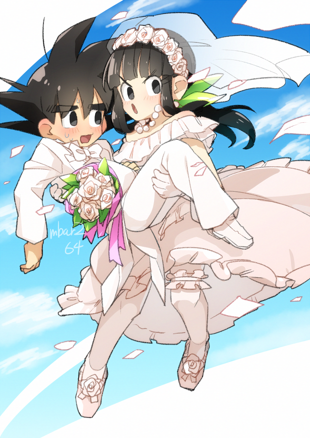 son goku and chi-chi (dragon ball) drawn by gamubanku