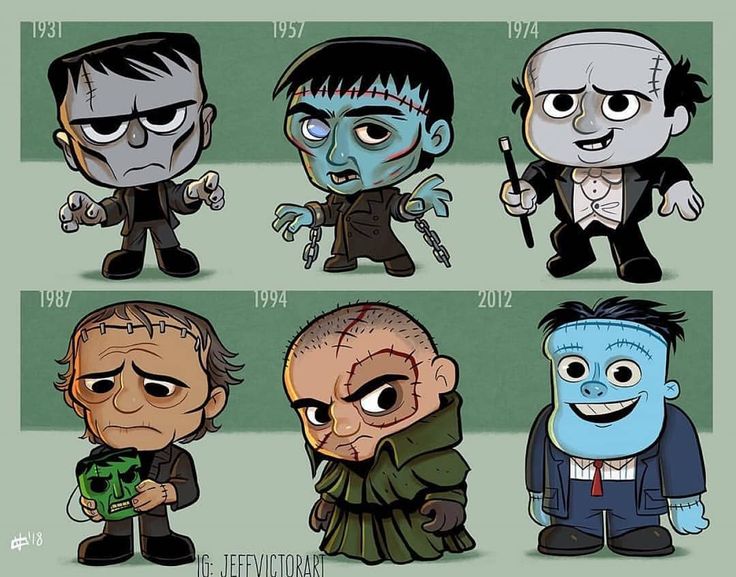 frankenstein's monster, robert de niro, christopher lee, frankenstein, boris karloff, and 2 more (frankenstein and 5 more) drawn by jeff_victor