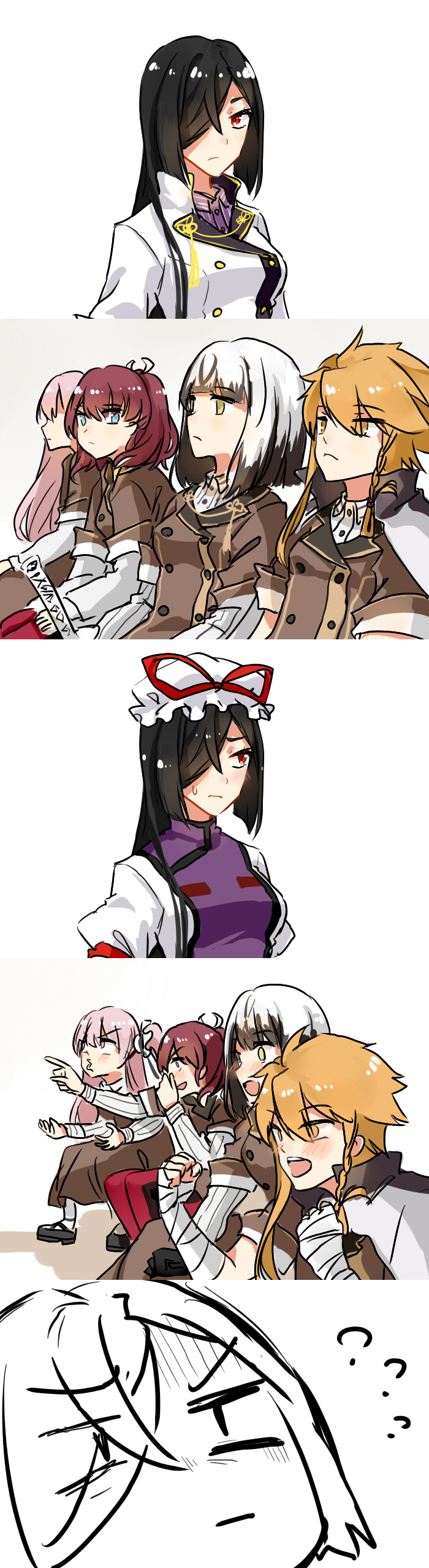 yakumo yukari, satsuki yomi, shidou maki, tsubakuro yume, konohana suzuka, and 1 more (touhou and 1 more) drawn by kumin_(6939359)