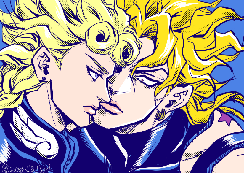 dio brando and giorno giovanna (jojo no kimyou na bouken and 1 more) drawn by musubi_(livnehe)