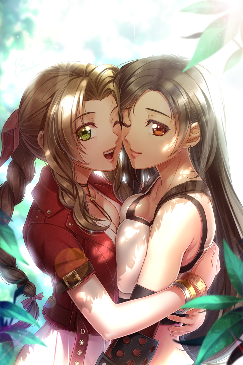 tifa lockhart and aerith gainsborough (final fantasy and 2 more) drawn by you_haruka
