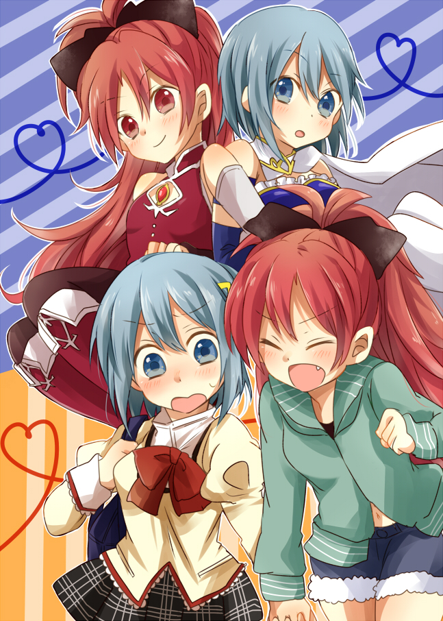 miki sayaka and sakura kyoko (mahou shoujo madoka magica) drawn by zawameki
