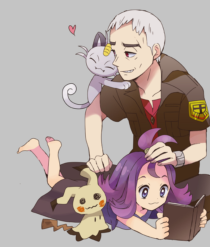 mimikyu, acerola, nanu, and alolan meowth (pokemon and 1 more) drawn by popcorn_91